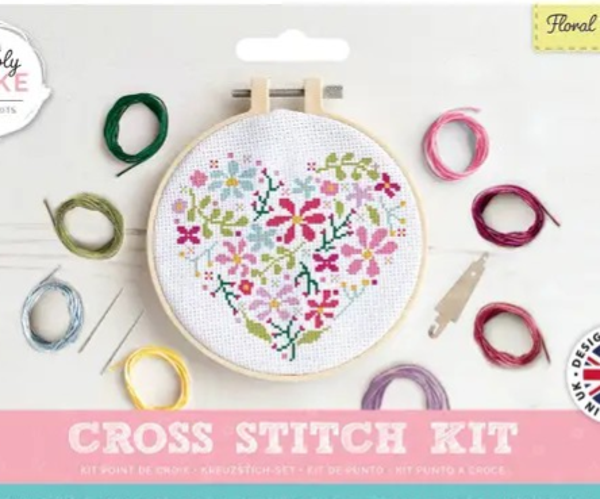 Floral Heart Cross Stitch Kit - Simply Make