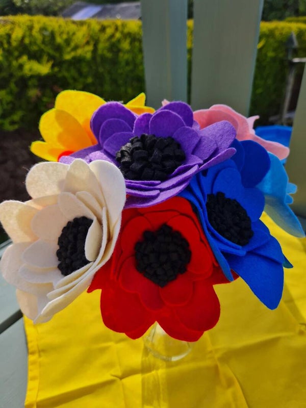 "Judith" Handmade Felt Flowers - assorted colours