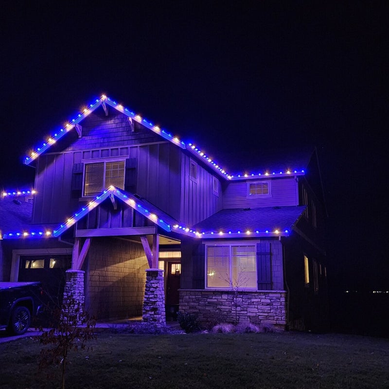 Custom lighting installation 4 completed by Premium Holiday Lights in Salem, OR, warm residential night lighting