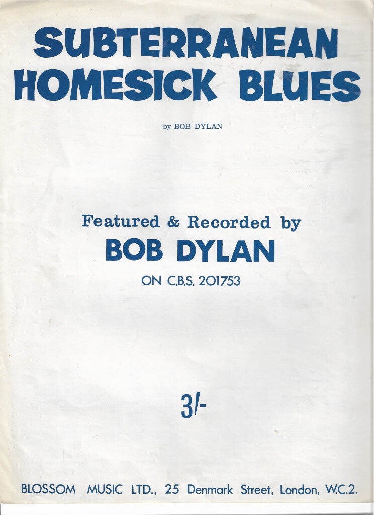 Bob Dylan Subterranean Homesick Blues Sheet music