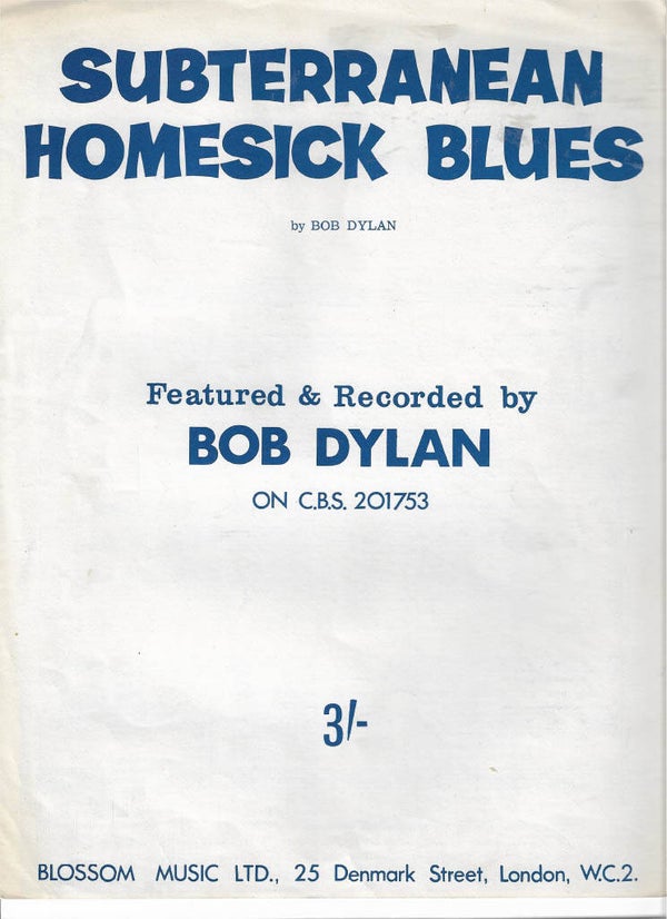 Bob Dylan Subterranean Homesick Blues Sheet music