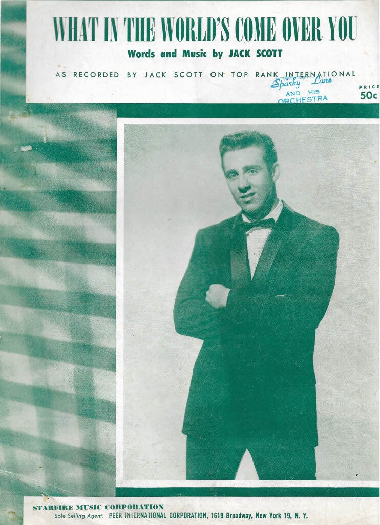Jack Scott What the worlds' come over you sheet music