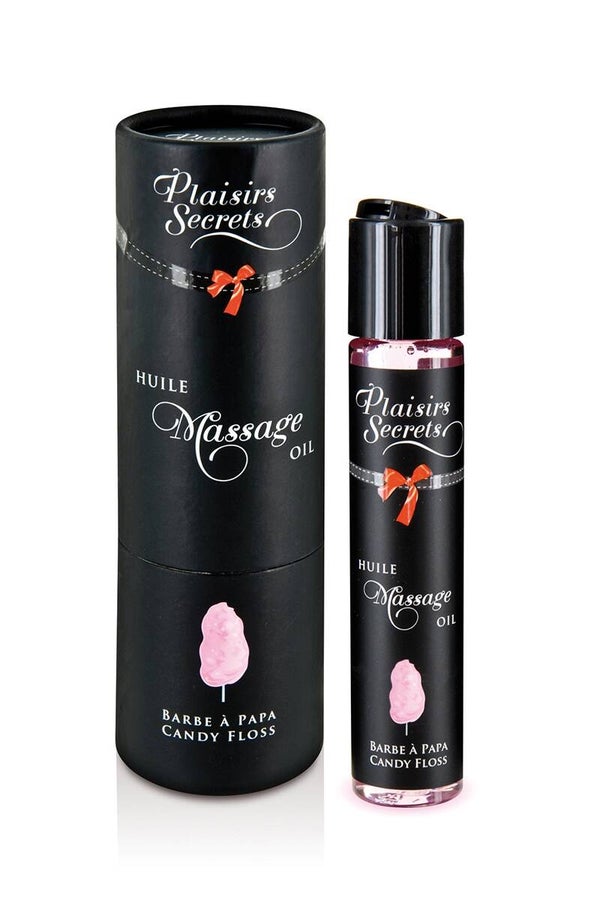 Huile de massage gourmande pour adulte " Barbe a papa" Marque Plaisir Secret