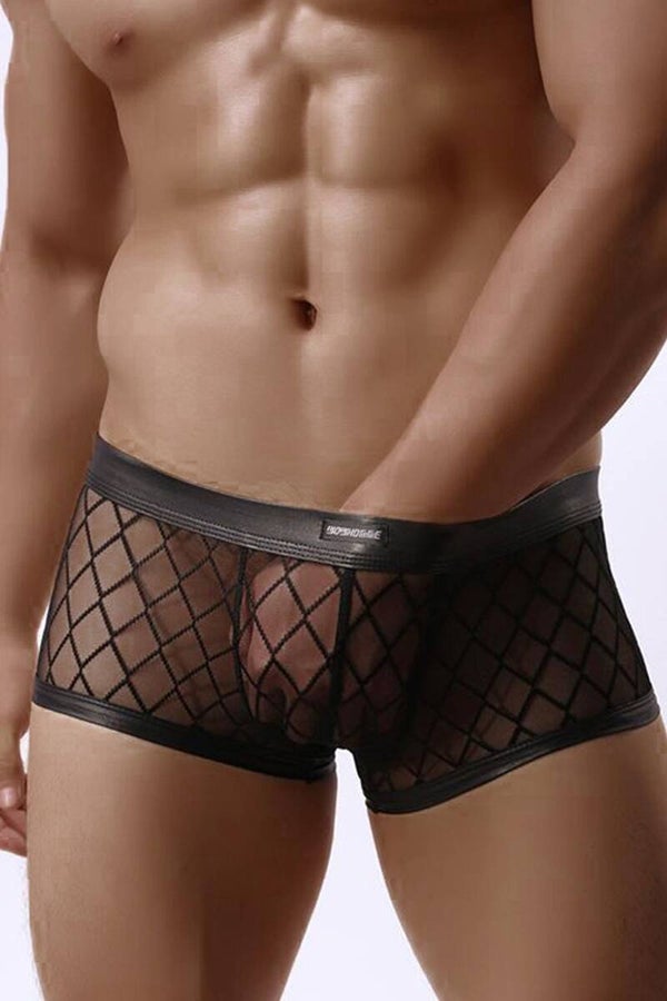 Boxer noir transparent quadrillé de la marque Paris Holywood, révélez votre côté audacieux !  Neuf Taille XL
