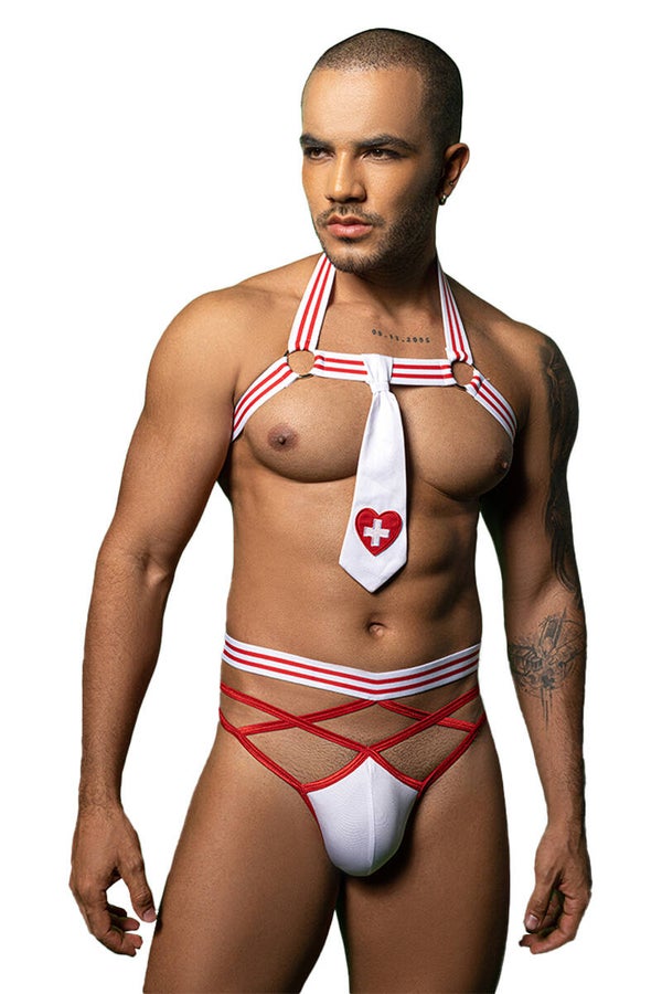 Tenue ensemble homme sexy docteur 2 pièces, prêt à soigner tous les cœurs et à faire monter la tension ! Neuf Taille Unique marque J Lingerie