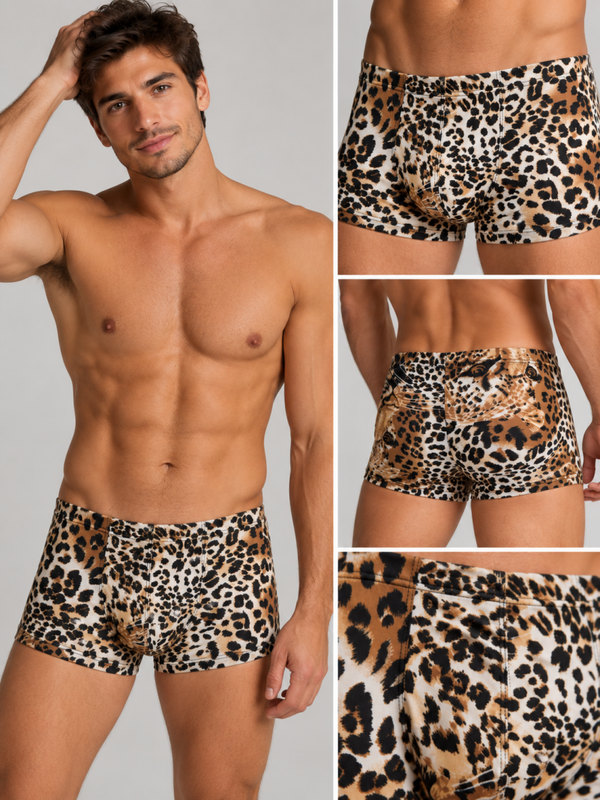 Boxer homme imprimé léopard  à la touche sauvage & fun / Neuf Taille XL