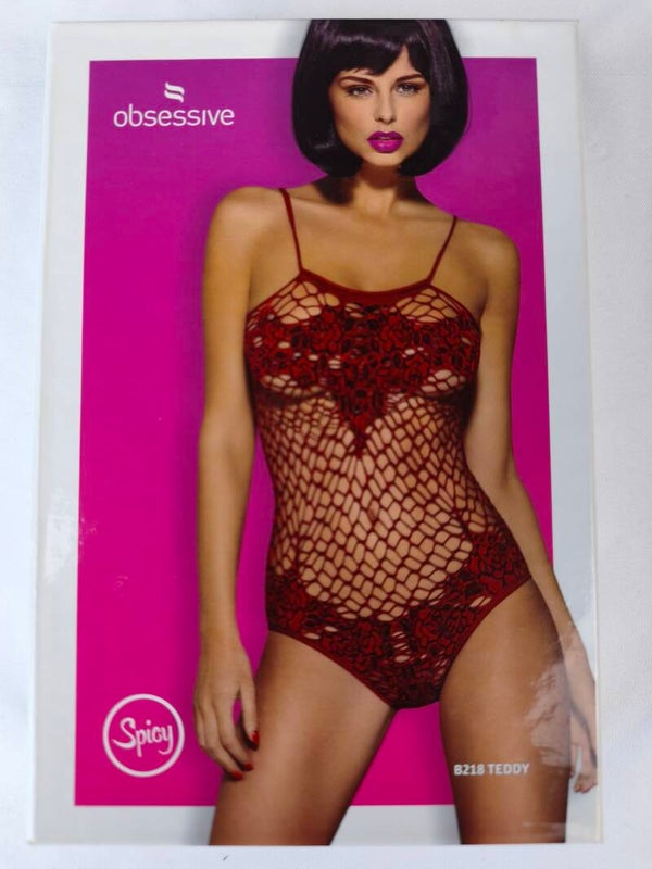 Body résille & dentelle rouge marque de qualité Obsessive – Neuf - Taille S/M/L 34/36/38