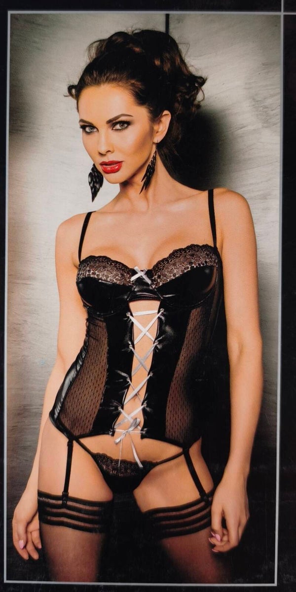 Coffret lingerie 3 pièces type simili cuir, glamour & sexy / Neuf - Taille S/M 36/38