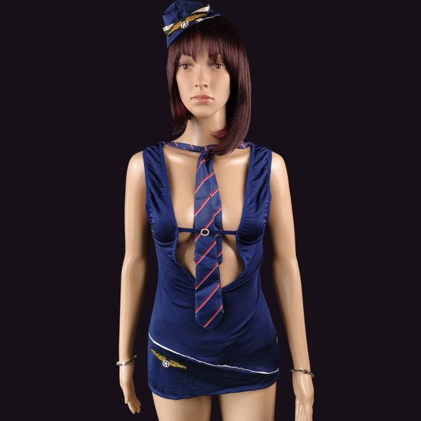 Tenue 3 pièces sexy & audacieuse Hôtesse de l’air – Taille Unique S/M/L (36 au 40)