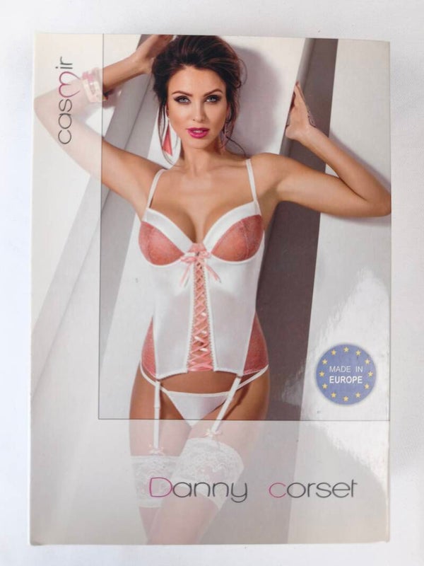 Ensemble lingerie guêpière - corset satinée avec porte-jarretelles intégrés et string, sublime et raffiné / Taille S/M 36-38