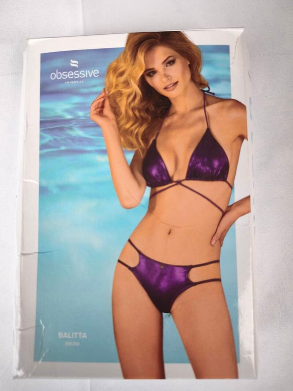 Maillot de bain 2 pièces "Balitta" marque Obsessive violet métallisé / Neuf - Taille M 38/40