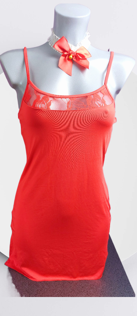 Nuisette rouge élégante, féminine & raffinée + tour de cou – Neuf / Taille M 38