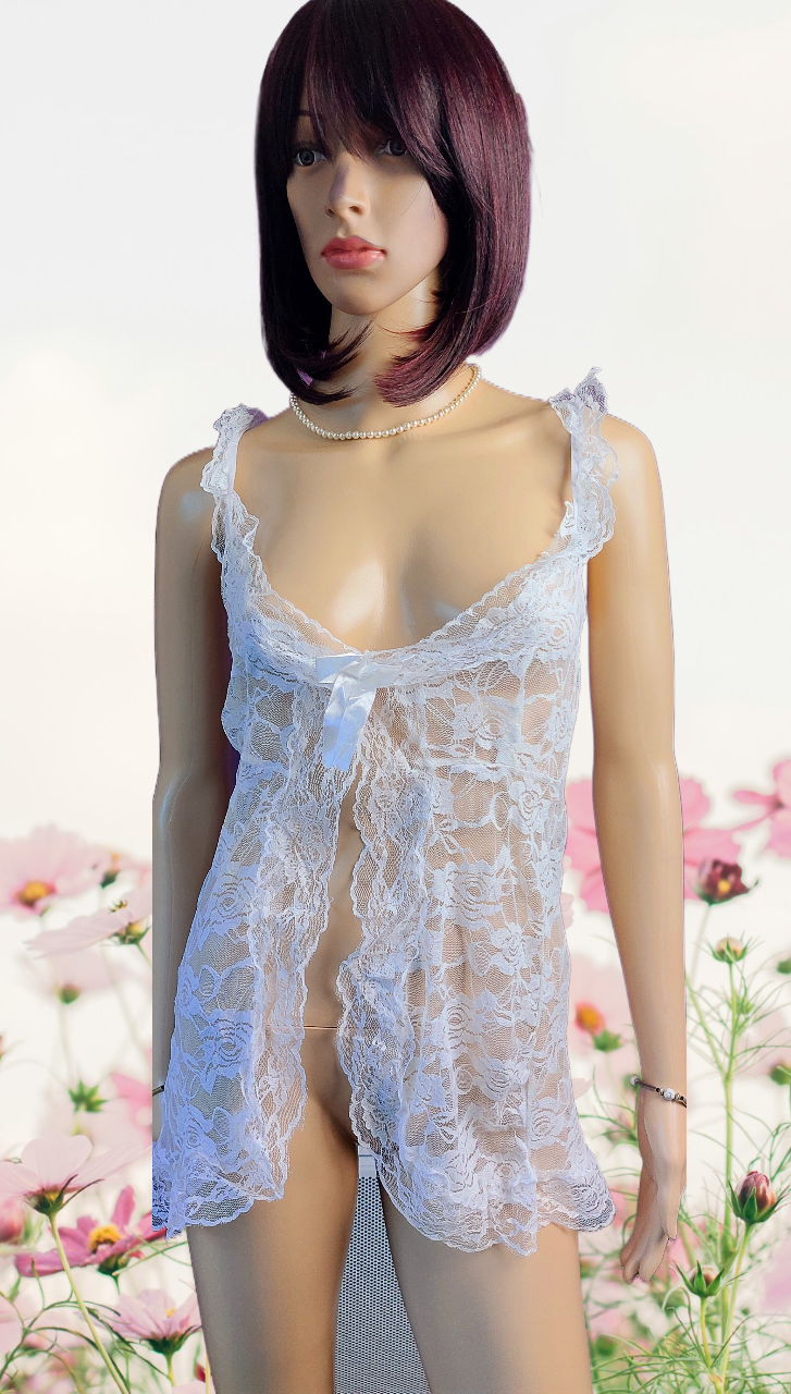 Nuisette déshabillé en dentelle au style romantique – Taille L/XL (40-42
