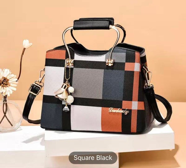 Women’s Colorblock Plaid Pattern Handbag