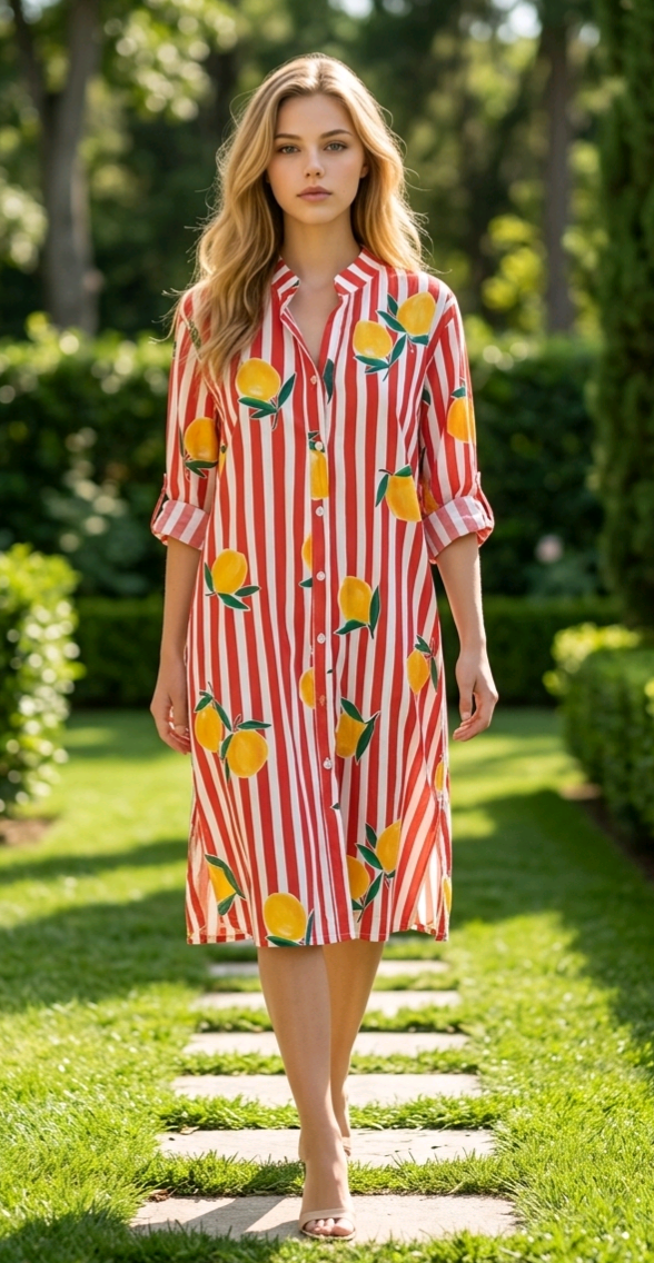 kleedje April Vintage lemon/red