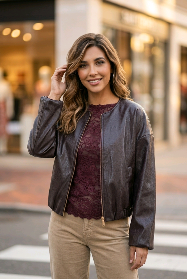 vest burgundy Terra di Siena leatherlook