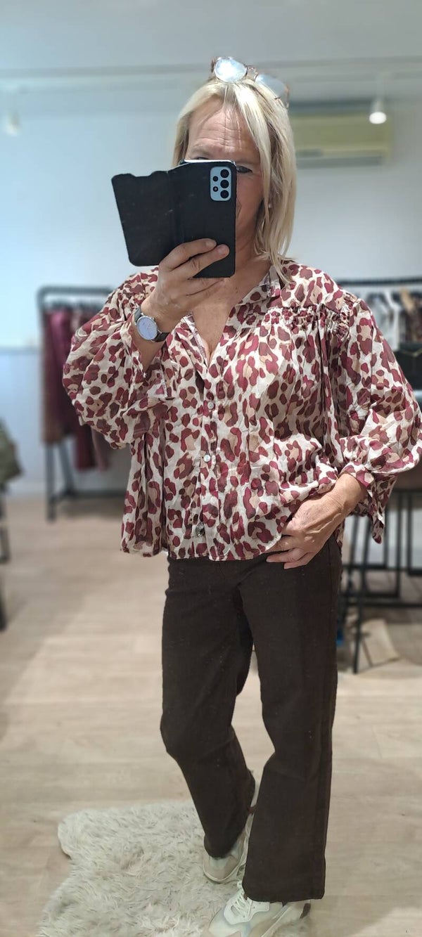 blouse Andromede burgundy leopard