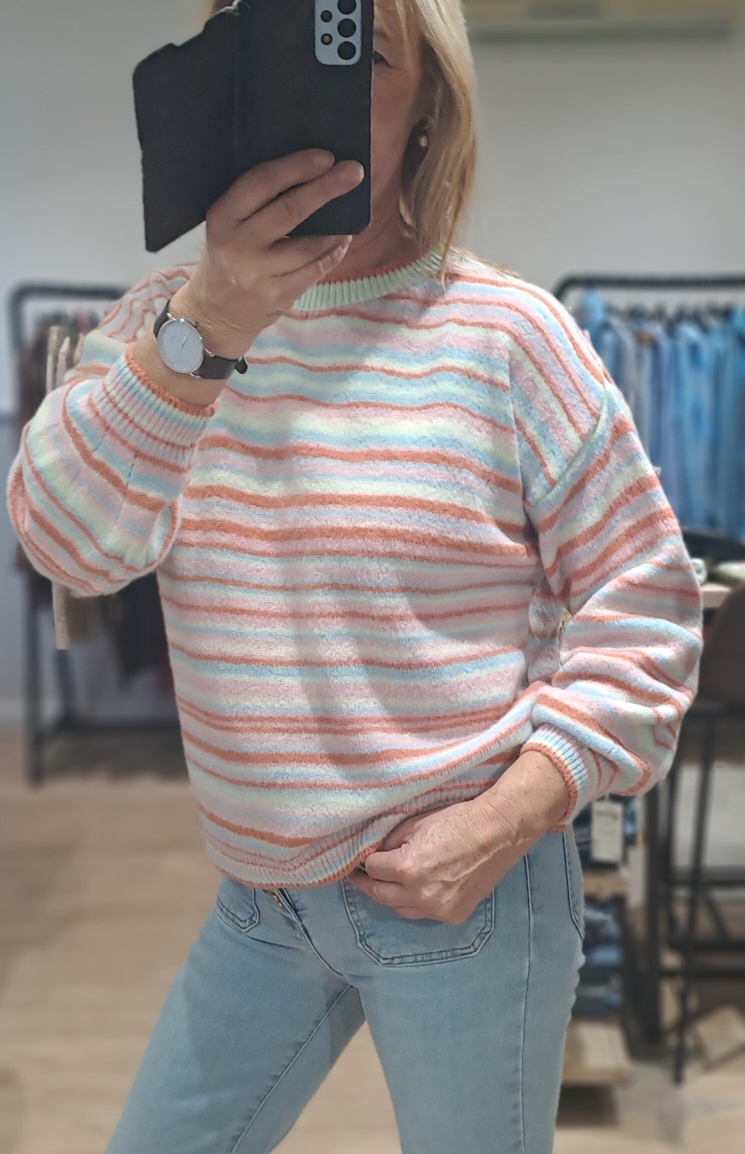 voorjaarspulletje Terra di Siena stripes pastel