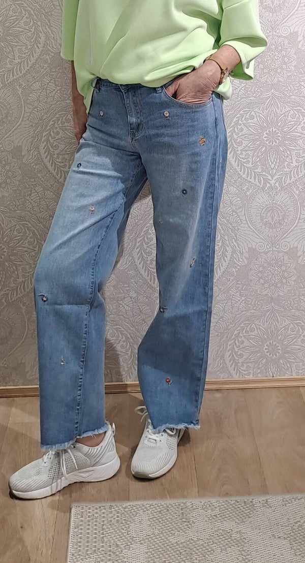 jeansbroekje met bloempjes Maison Onado