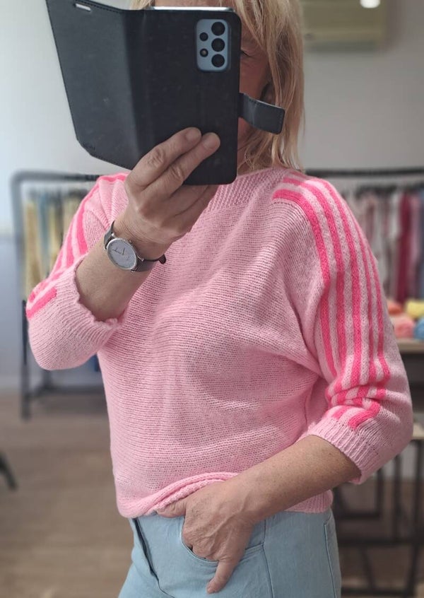 lentepulletje roze Terra stripe mouw