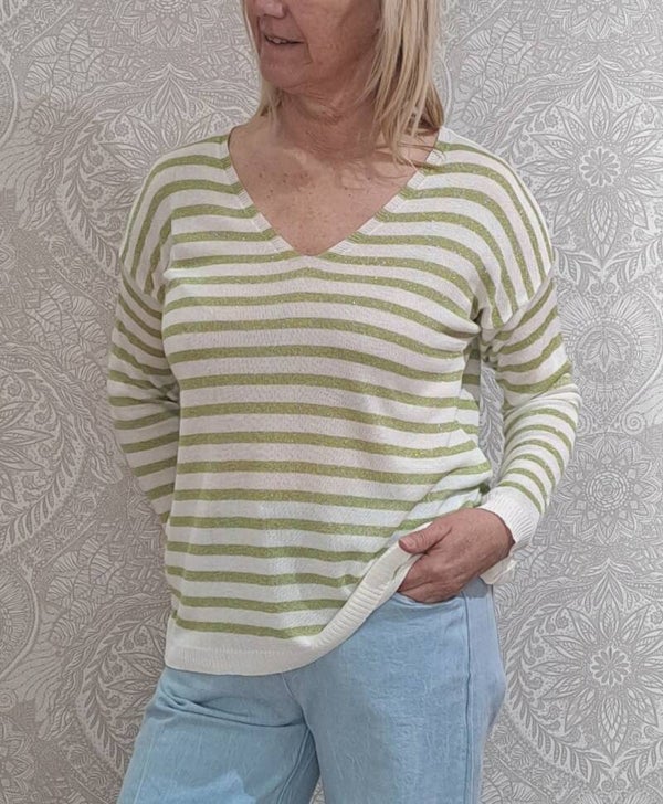 pulletje Diffusion olijfgroen stripe