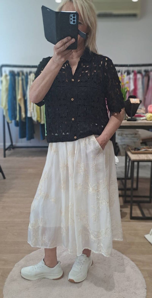 rok met geborduurd kant ecru Terra di Siena