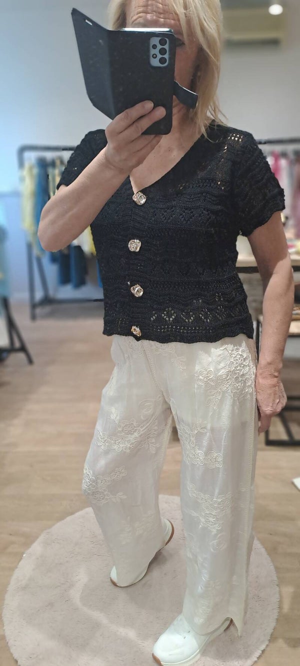 vestje Terra di Siena zwart met knoopjes goud