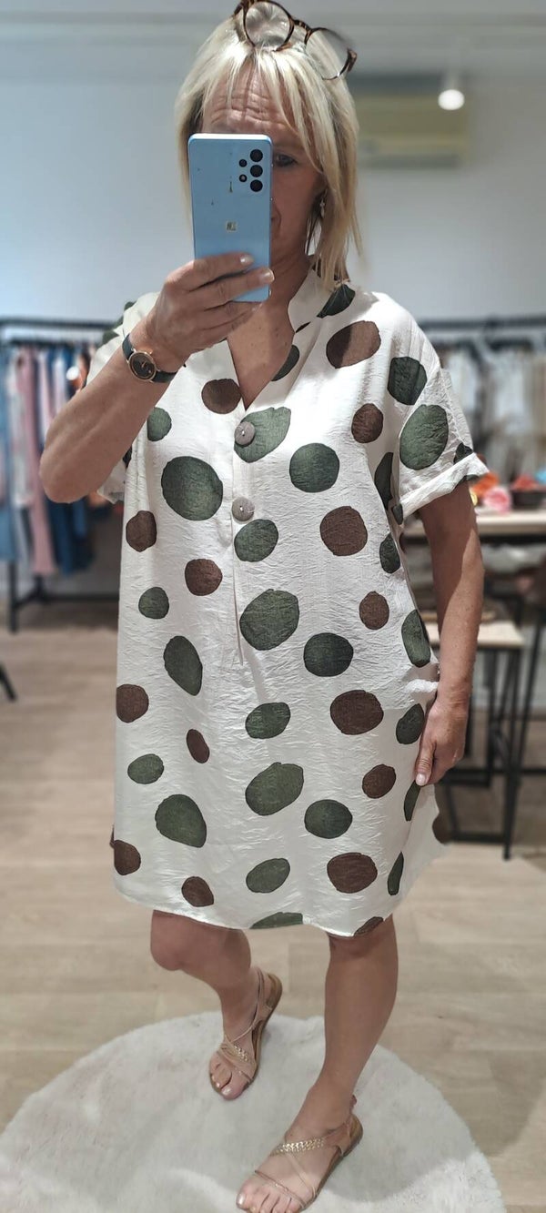 kleedje Via Zoya bolletje kaki