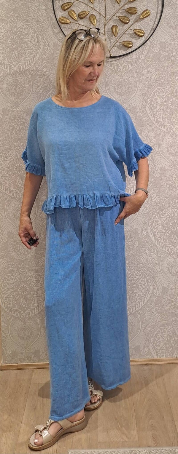 ensemble half linnen/half katoen Blauw