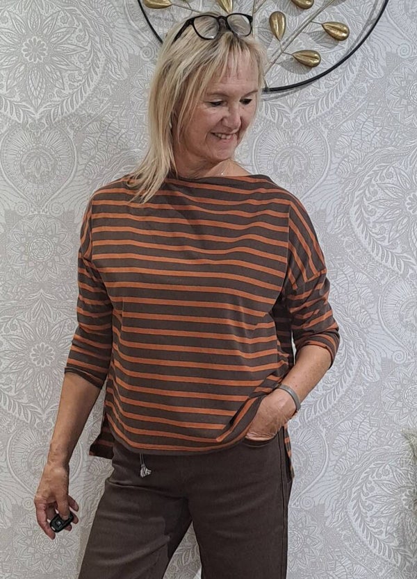 Tshirt lange mouw Terra di Siena roest/bruin