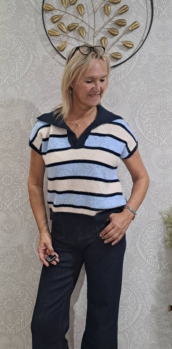 debardeur stripes marine/ecru
