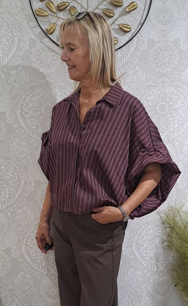 blouse burgundy stripes Terra