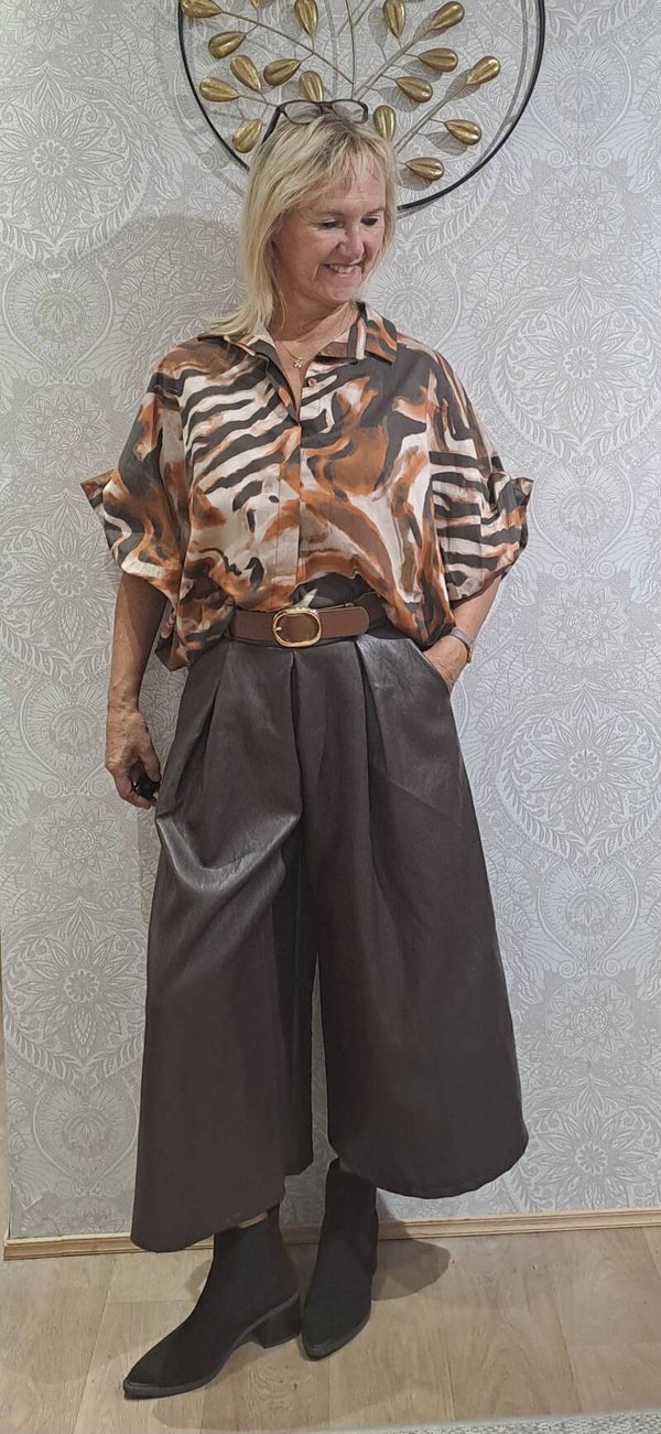 broekrok leatherlook bruin Terra di Siena