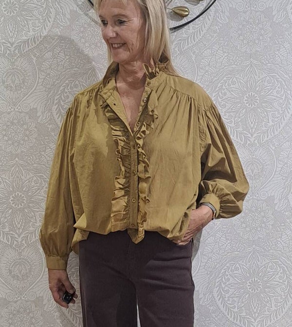 blousje April Vintage olijf