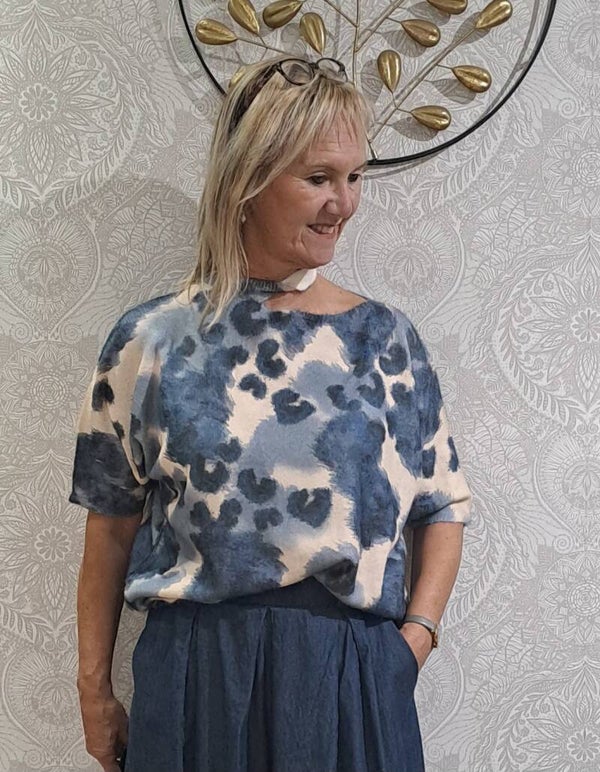 pulletje Terra met open kraagje blauw