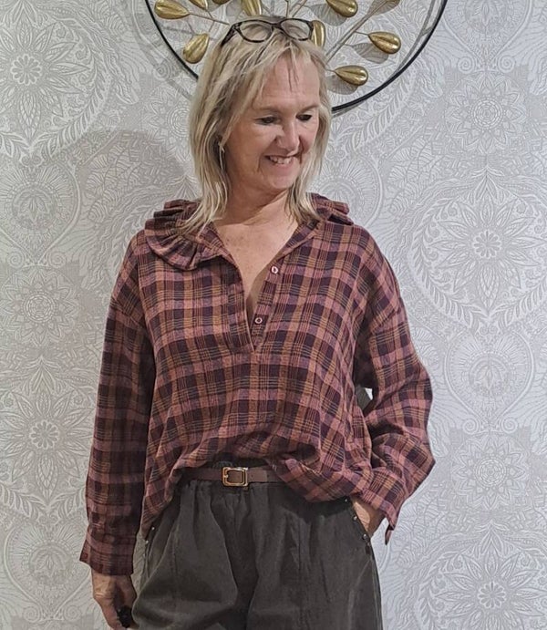 blouse Rive roest ruit