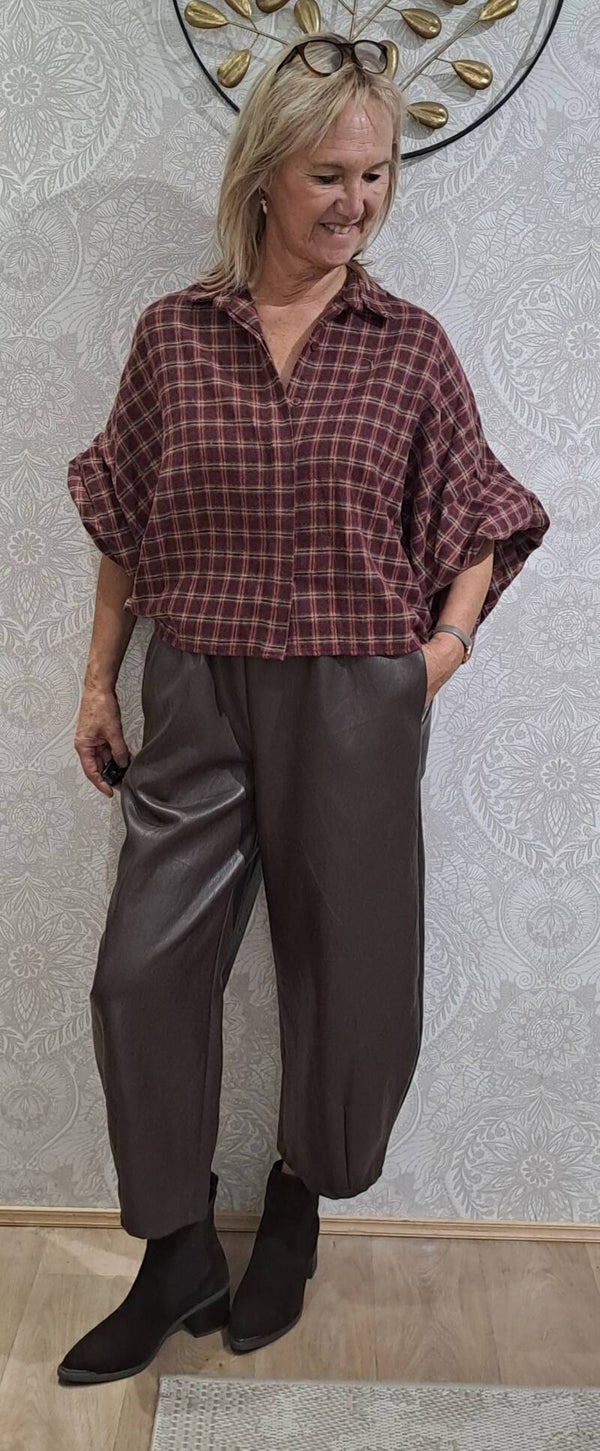 blouse Terra di Siena bordeaux ruit licht flanel