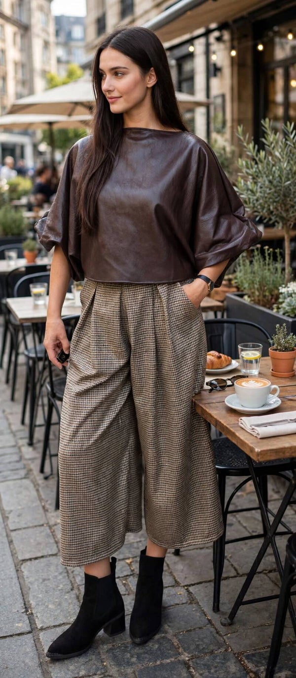Blouse leatherlook burgundy