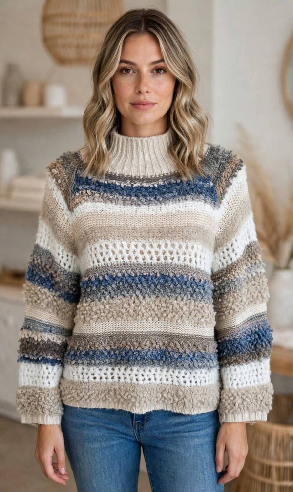 pulletje April Vintage bleu stripes
