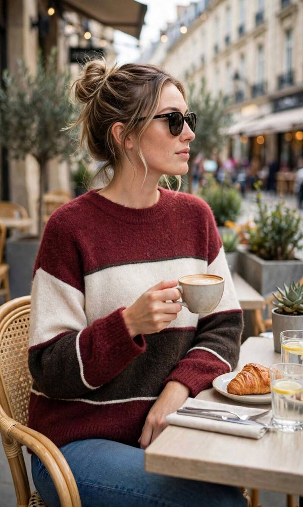 pulletje Terra di Siena burgundy/bruin/beige
