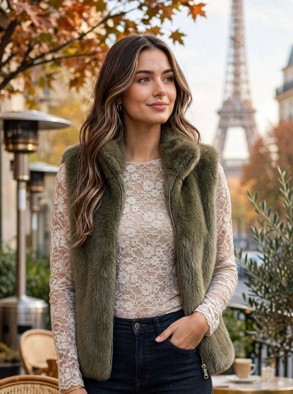 gilet teddy kaki