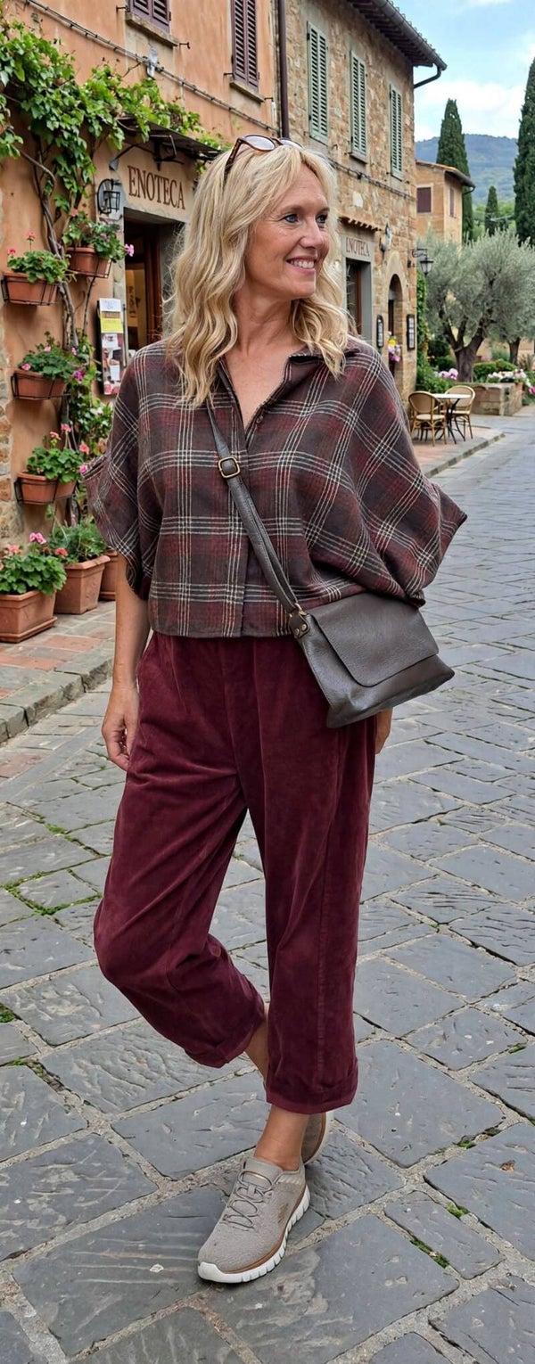Hemd ruit Terra di Siena bruin/rood