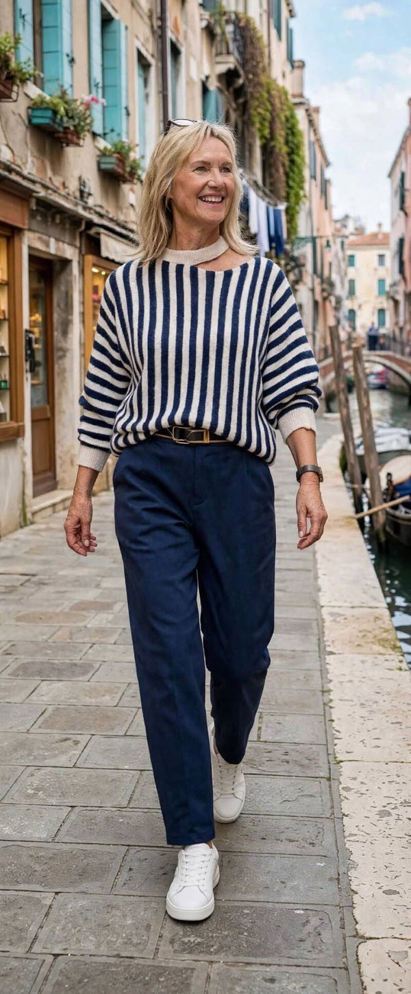 pulletje SE blauw stripes open hals