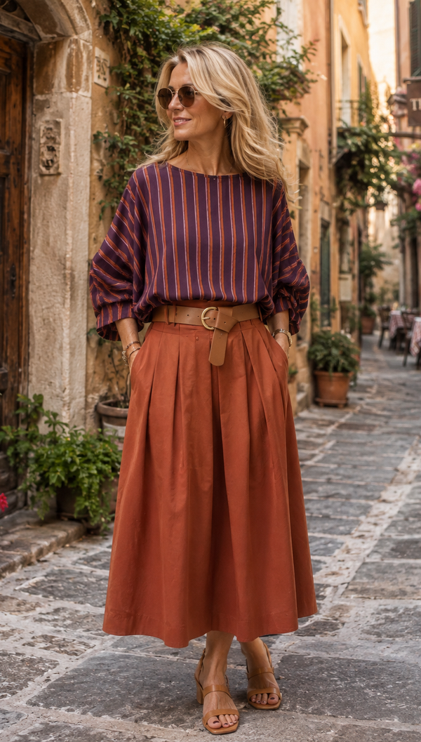blouse Terra di Siena stripes  lila/roest
