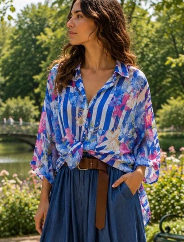 blouse Terra di Siena blauw