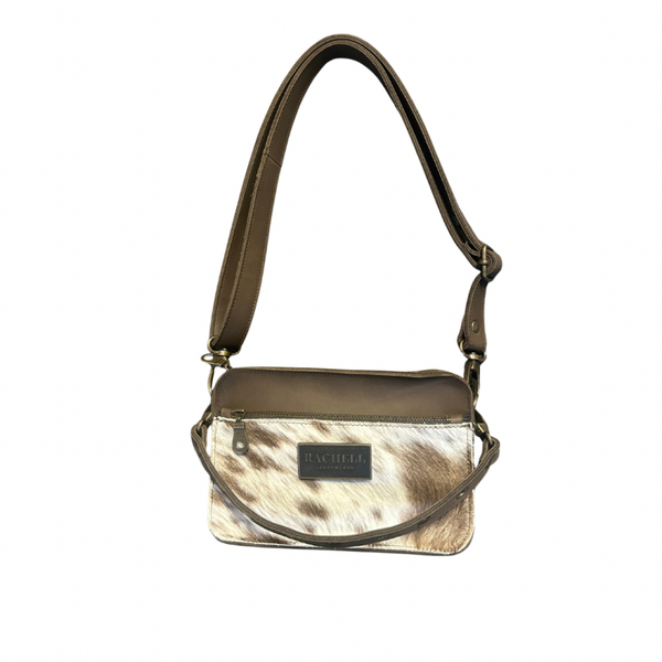 Crossbody tas Lois - Taupe combi koehuid