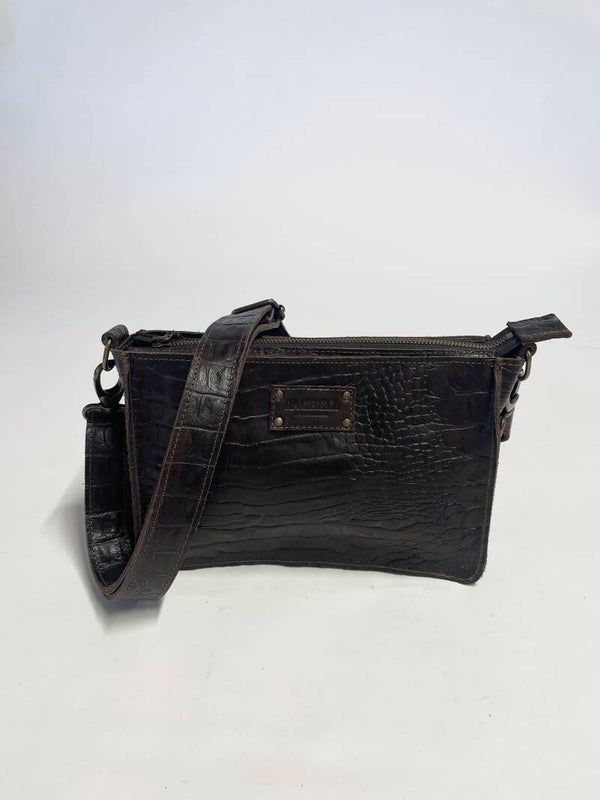 Schoudertas Rosie - Donkerbruin print