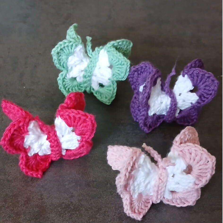 Schmetterlinge 4 Pack gehäkelt