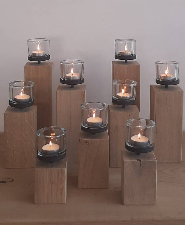 Theelichthouder eik