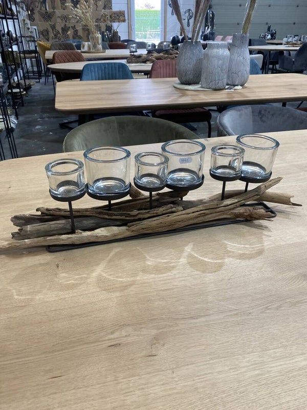 windlicht/theelichthouder drijfhout